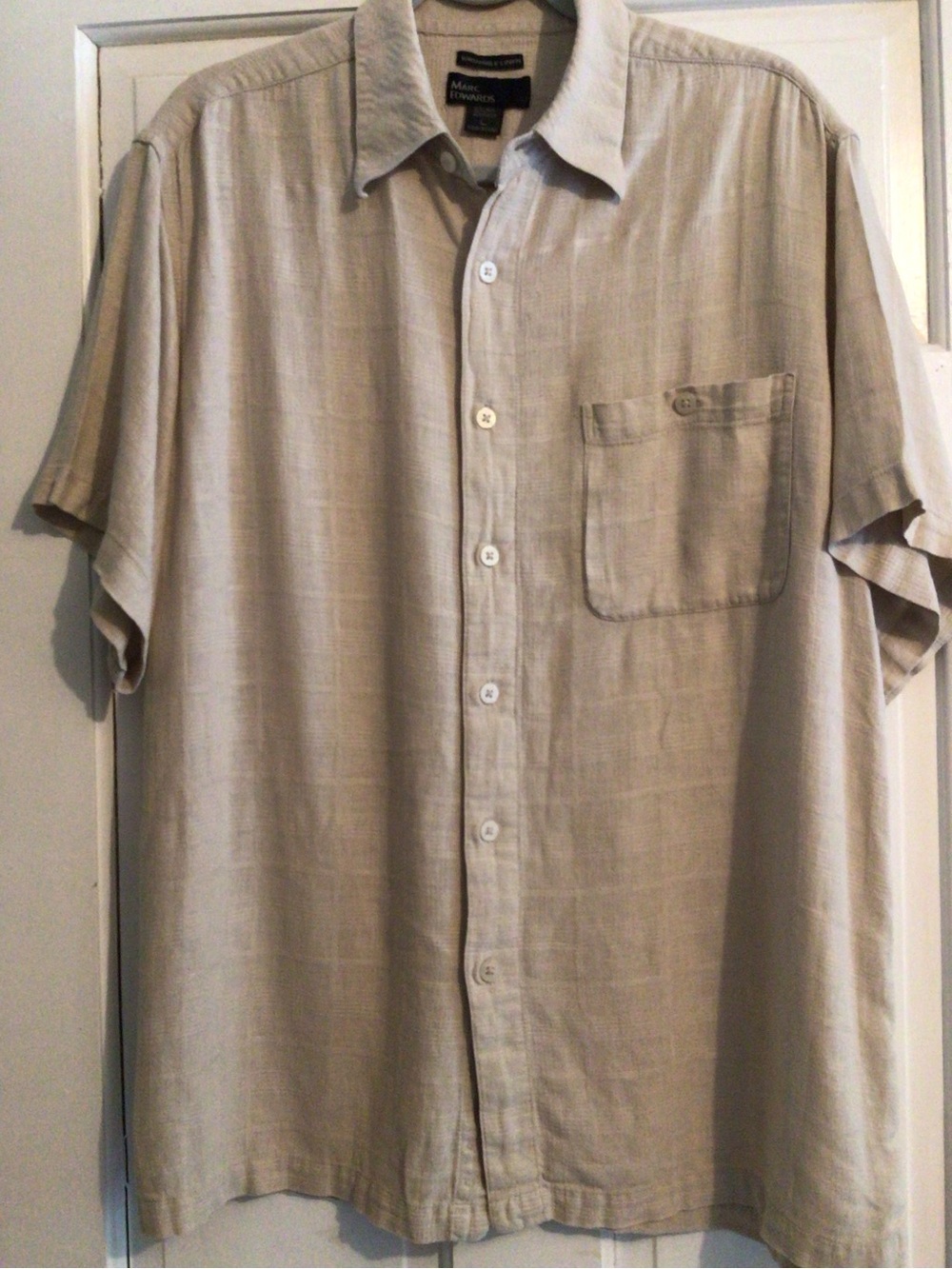 Classic Men's Short-Sleeve Button-Down Shirt in Light Beige by Marc Ecko